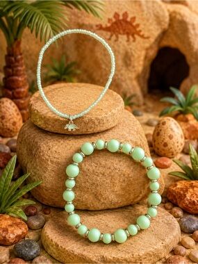 Prehistoric Pebble Bracelet | Mint Green Stone-Age Inspired Beaded Bracelet